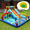 Merax XXL Kinder-Hüpfburg, Große Hüpfburg mit Gebläse, Multifunktionaler Outdoor-Wasserpark, Kinder Wasserschloss, Planschbecken mit Rutsche, für 3-8 Jahre