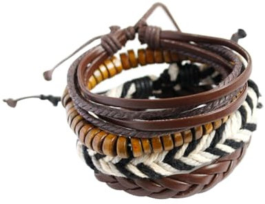 FRCOLOR Pulsera Pulsera De Moda Pulsera Multicapa Pulsera Estilo Zen Pulsera De Cuero Pulsera De Bambú