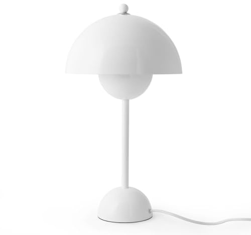 BARCELONA LED Tischlampe aus Metall in Weiß, Retro Modern Design, Sanfte Indirekte Beleuchtung, Minimalistisch und Elegant, Vintage Zeitgenössischer Stil für Wohnzimmer, Schlafzimmer oder Büro