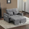 Miyemo 2 Seater Sofa Bed, 3 In 1 Convertible Sleeper Bed with Cup Holders & Side Pockets, Pull Out Sleeper Sofa with Adjustable Backrest, Fabric Sofa Chair for Living Room, Apartment, Grey