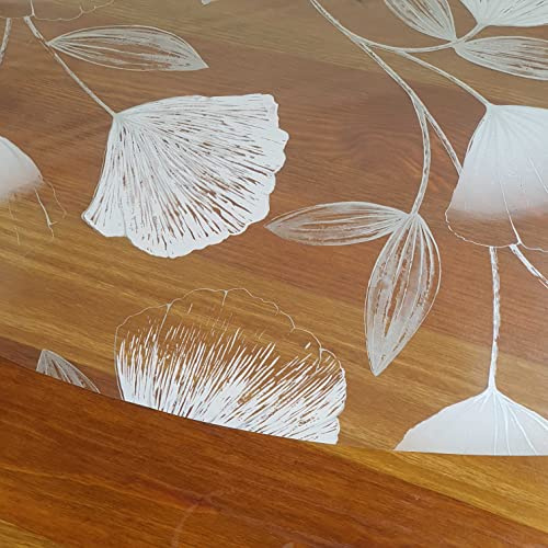 Transparente Folie Tischdecke Tischfolie Schutzfolie mit Muster Ginkgo Blätter Oval 130 x 200 cm abwaschbar