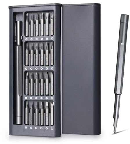 Präzisions-Schraubendreher-Set, 25-in-1-Schraubendreher, Sechskant-Flachkopf, magnetischer Schraubendreherkopf for Telefon, PC, Uhr, Kamera, Brille Brillen Schraubenzieher(Plastic Handle)