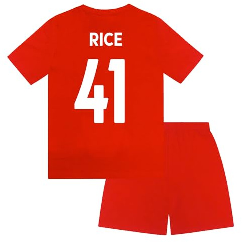 Arsenal FC Boys Rice 41 Sublimation Short Pyjamas Red Crest 4-5 Years