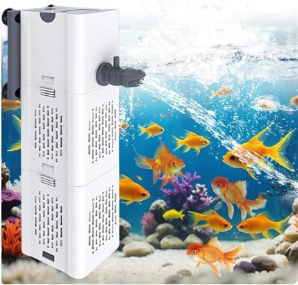 BAIFULAI Aquarium Filter: 6W 500L/h Aquarium Innenfilter mit 2 Wasserauslässen, Leiser Filterpumpe für 35-80L Fisch Turtle Tank Aquarium für Wasserfiltration und Sauerstoffanreicherung Welle Machen