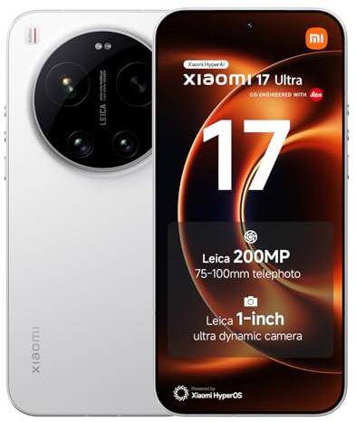 XIAOMI 17 Ultra, smartphone 16+1024 GB, Leica 200MP 75–100mm telephoto, LOFIC HDR technology, HyperAI, white, manufacturer warranty 2 years + 1 year extra, charger not included,Unlocked