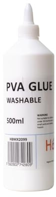 Hawksbill Washable PVA Glue 500ml Ideal for Schools & Creative Projects | Safe, Non-Toxic, CE Certified, Quick Drying, Easy to Clean Glue