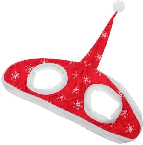 Mikikit Weihnachtspferde Festtagsmütze aus Fleece mit Rotem Schneeflockenmuster Pferde Kopfschmuck für Winterfeiern Paraden und Festliche Pferde Events