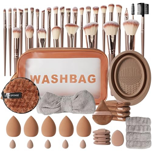 Pinceaux Maquillages 56 Pièces Pinceau Maquillage Pinceaux de Maquillage Outils de Beauté de Qualité Supérieure Pinceaux Cosmétique pour Fond de Teint Blush L'anti-cernes Fard à Paupières Poudre Libre
