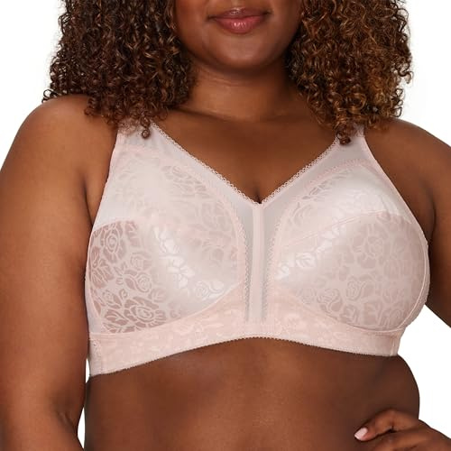 PLAYTEX Womens 18 Hour Comfort-strap Wireless Bra, Full-coverage With 4-way Trusupport, Single & 2-pack Bra, Pretty Blush, 44DD US