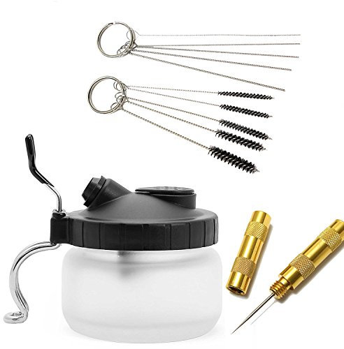 JOYOOO 4 Set de limpieza para pistola de aerógrafo Nylon de precision de cepillo,, aguja de acero,aguja , tarro de cristal