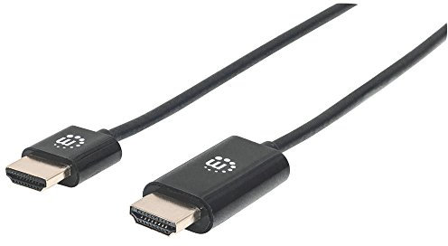 Manhattan 394383 Ultradünnes High Speed HDMI-Kabel mit Ethernet-Kanal (HEC ARC 3D 4K) HDMI-Stecker auf HDMI-Stecker geschirmt schwarz 4,5 m