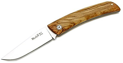 Muela Electropolis Navaja NP NP-8.OL, cachas de Madera de Olivo, Hoja de 8,5 cm de Acero Inoxidable MOVA, con Cierre de pistón