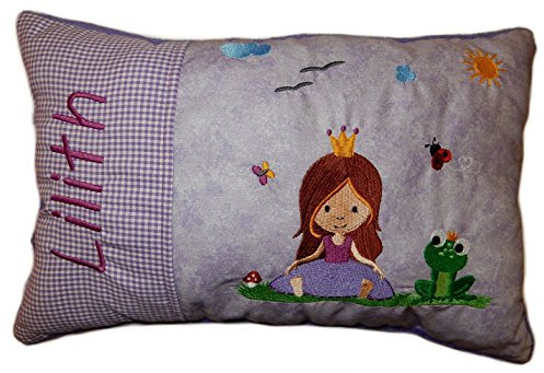 Momelie Großes lila Schmusekissen * Kuschelkissen * Prinzessin * mit Namen Bestickt * ca. 25 * 40 cm groß * SK-li_0046
