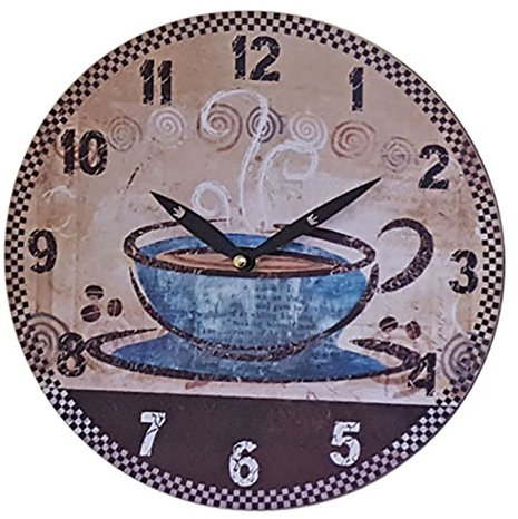 Fachhandel-Plus Wanduhr Ø 29 Wandbehang Küchenuhr Wanddeko Uhr 12 versch. Desings wählbar (Kaffeetasse)