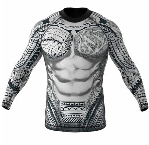 SMMASH Maori Armour Herren Kampfsport Langarm, Sport Longsleeve Atmungsaktiv und Leicht, Sportoberteile für MMA, Krav MAGA, Slim Fit Funktionsshirt Herren, Hergestellt in der EU (M)