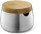 ZACK 20865 BEVO Zuckerdose, Edelstahl matt und geölter Bambus, Silber / Braun, 9,2 x 9,2 x 7 cm