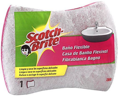 Scotch-Brite 5884 Abrasiva Bagno FIBRABIANCA Delicata 1 Spugna a Confezione, Bianco e Rosa, 3 Pezzi