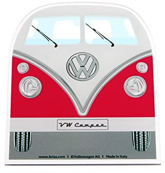 BRISA VW Collection - Volkswagen Polycarbonat EIS-Kratzer-Scheiben-Schaber-Reif-Schnee-Entferner Winter-Auto-Zubehör im T1 Bulli Bus Design (Front/Rot)