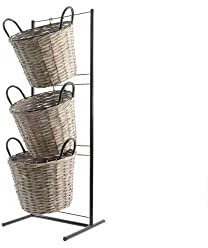 Metallstaender mit 3 Weidenkoerbe grau Ø: 35cm, Gestell: 41x37x116cm