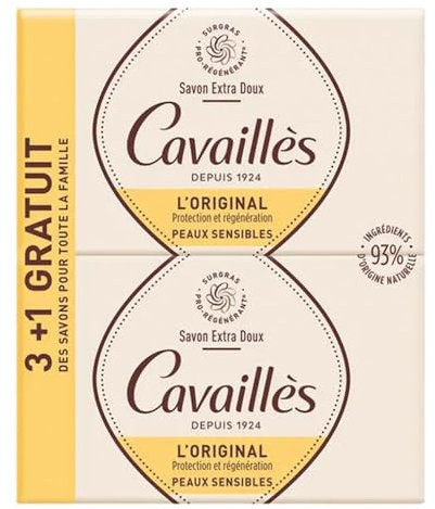 Rogé Cavaillès Savon Surgras Extra-Doux Lait de Rose Lot de 3 x 250 g + 1 Gratuit