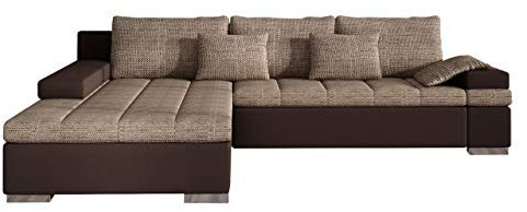 Mirjan24 Ecksofa Bangkok, Eckcouch mit Schlaffunktion und Bettkasten, Ecksofa für Wohnzimmer Gästezimmer Couch L-Form Wohnlandschaft (Soft 066 + Lawa 02, Ecksofa Links)