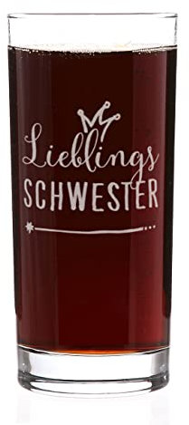 Herz & Heim® Trinkglas mit Gravur - Lieblings… - mit Ihrem eigenen Wunschtext