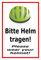 Melis-Folienwerkstatt Schild - Bitte Helm tragen - 60x40cm | Bohrlöcher | 3mm Aluverbund – S00050-091-B -20 VAR