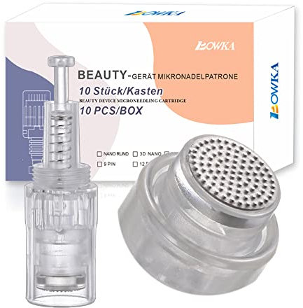 BOWKA 10 STÜCKE Rund Nano Pin Nadelpatronen Elektrischer Derma Pen-Ersatznadeln Einstellbar Needle Für Elektrische Derma Microneedling Pen Nadelpatrone(Rund Gewinde)