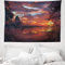 ABAKUHAUS Landschaft Wandteppich, Safari Wild Forest aus Weiches Mikrofaser Stoff Waschbar ohne Verblassen Digitaldruck, 150 x 110 cm, Orange Schwarz
