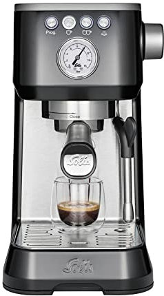 Solis Espressomaschine Barista Perfetta Plus 1170 - Siebträgermaschine - Manometer - Dampf-/Heißwasserdüse - Temperaturregler - 54 mm Siebträger - Doppelauslauf - Schwarz