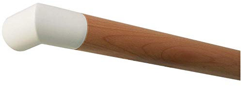 TIBU Buche Holz Handlauf Geländer 30-500 cm weiße Edelstahl Enden Wandhandlauf Wand Treppe, Länge 4000 mm / 400 cm / 4,0 m und Endstück weiße Ecke
