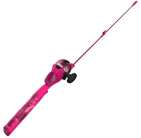 Zebco Kids Splash Floating Spincast Reel and Fishing Rod Combo, 29-Inch 1-Piece Fishing Pole, Size 20 Reel, Right-Hand Retrieve, Pre-Spooled with 6-Pound Cajun Line, Pink