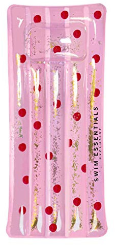 Roze luchtbed met rode stippen en glitters