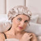 THXSILK Seide Schlafmütze mit Hyaluronic Acid Atmungsaktive Seiden Nachtmütze Elastisch Schlafhaube Hut Nacht Schlaf Kopfbedeckung für Haarpflege (Champagner & Grau, M (für kurzes/mittleres Haar))