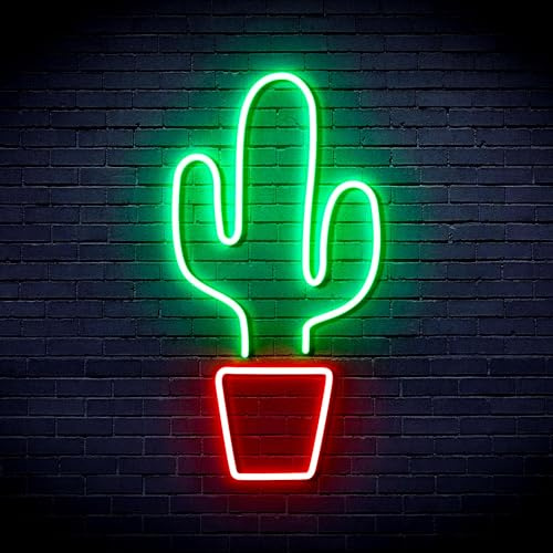 Mexico Cactus Cowboy Flex Silicone LED Neon Sign Green & Red st16s32-fnu0035-gr