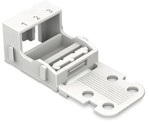 WAGO Befestigungsadapter 221-523 | für 3 Leiter-Klemmen, 4 mm², 10 Stück, mit Rastfuß, geeignet für stehende Montierung von Verbindungsklemmen, weiß