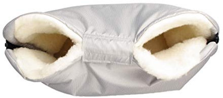 Kaarsgaren Handwärmer für Kinderwagen Hell-Grau, warmer Handmuff mit Merinowolle Innenfutter, Universalgröße für Buggy, Jogger, Radanhänger (Hell-Grau)