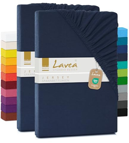 2er Set Spannbettlaken - Serie Maya Doppelpack Spannbetttuch für Matratzen bis 20cm - 90x200cm | 100x200cm, Galaxyblau, 100% Baumwolle, hochwertige Verarbeitung, mit Gummizug