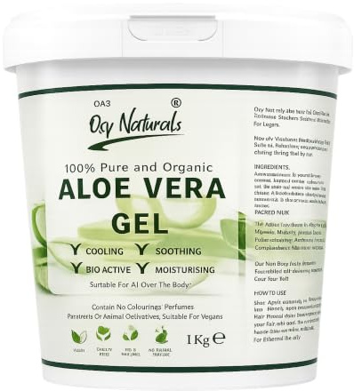 OA3 Pure Aloe Vera Gel | Lightweight Skin Hair Care | Aloe Vera Moisturiser for Face Body | Cooling Gel Moisturiser | Hair Gel Body Moisturiser Daily Beauty Care | Vegan Beauty Routine 1Kg