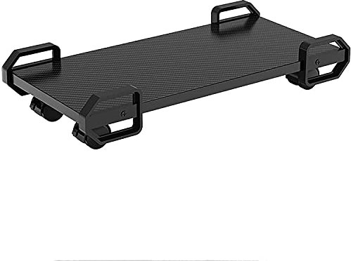 Computer Tower Stand CPU Stand Trolley for Pc Computer Case Holder Bracket, Solid Wood Computer Host Carrier/Chassis Tray with 4 Rollers