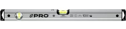 PRO600 Wasserwaage mit magneten 60cm Eloxiert - Die Härte 9 auf der Mohs Skala - Ergonomischen Profil und ERS+ (Easy Reading System) Anti Shock Absorber Endkappen - Farbe Silber