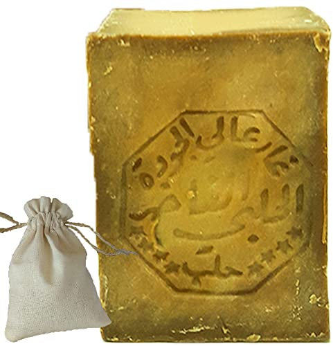 Aleppo Seife - 2 x 200 gr -% 20 Lorbeeröl,% 80 Natives Olivenöl, Natürliches Oliven- & Lorbeeröl - Nährend & Sanft für Alle Hauttypen, mit Baumwolltasche
