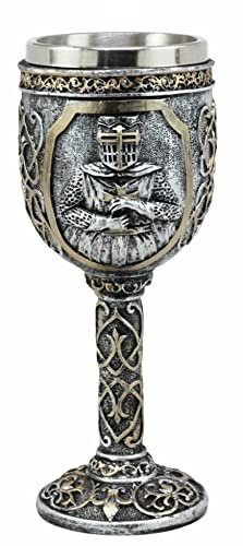 Templier Chevalier Argenté Coupe Calice Crusader Style Médiéval Ornement Gothique