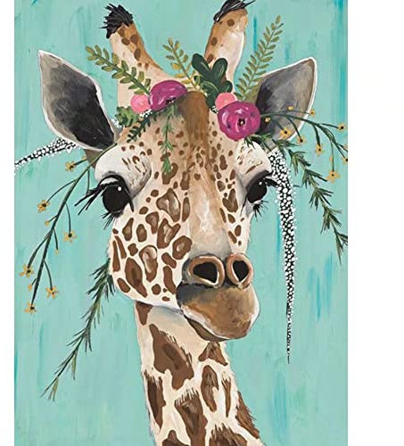 UNIQUORS Diamond Painting, 5D Diamant Painting Bilder, DIY Cross Stickerei Malerei Kits, Wohnzimmer Schlafzimmer Büro Wand Und Eingang Dekoration, Geschenk, Giraffe, 30x40 cm