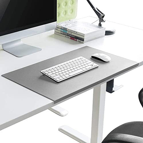 Schreibunterlage,Schreibtischunterlage mit Kantenschutz aus Weichem Kunstleder,Groß PU-Leder Mousepad für Büro/Zuhause,Büro Wasserdichte Rutschfeste Schreibenmatte,Grau,90X45cm