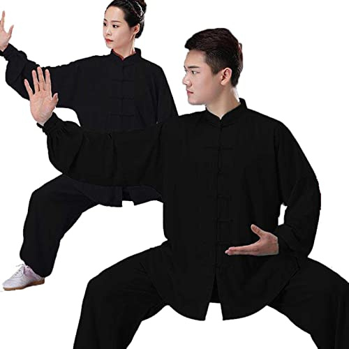HFCY Kung Fu Tai Chi - Abbigliamento per uomo e donna, a maniche lunghe, per allenamento primaverile, colore: nero