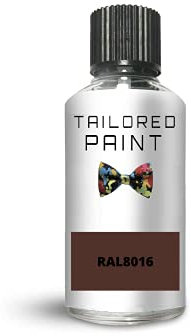RAL8016 Mahogany Brown Gloss Touch Up Paint with Brush Direct Gloss Paint for Wood, Metal, Plastic, PVC, UPVC, Fascia Soffit Furniture Boards - Indoor & Outdoor