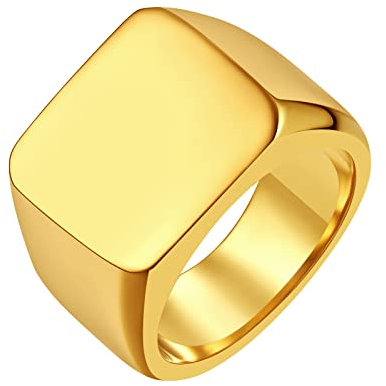 FindChic Edelstahl Herren Ring,Quadrat Band Männer Ring,Herren Siegelring,18