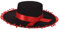 BPURB Spanischer Bull Fight Hat Matador Kostüm Schwarz und Rot Sombrero Hut für Damen Herren (Schwarz mit rotem Rand)