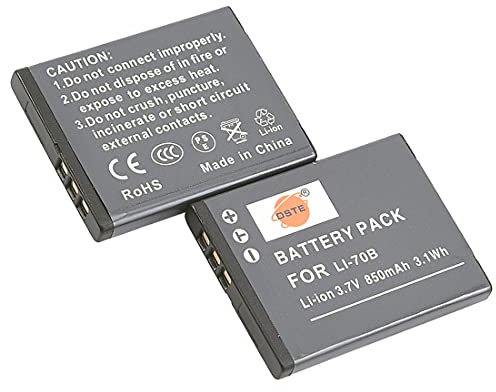 DSTE 2X Akku Li-70B Kompatibel für Olympus FE-4020, FE-5040, VG-110, VG-120, VG-130, VG-140, VG-145, VG-160, D-700, X-940